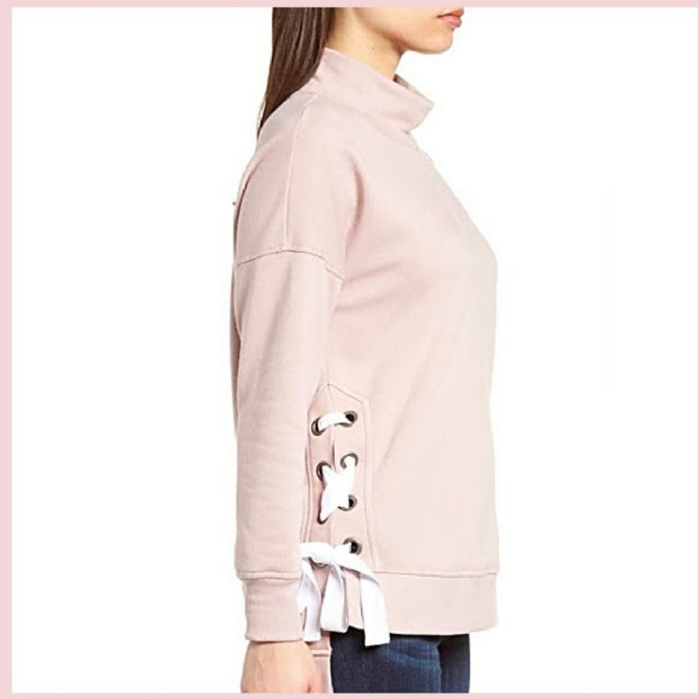 NWT Blush Sweatshirt Lace Up Sides Cotton Terry M